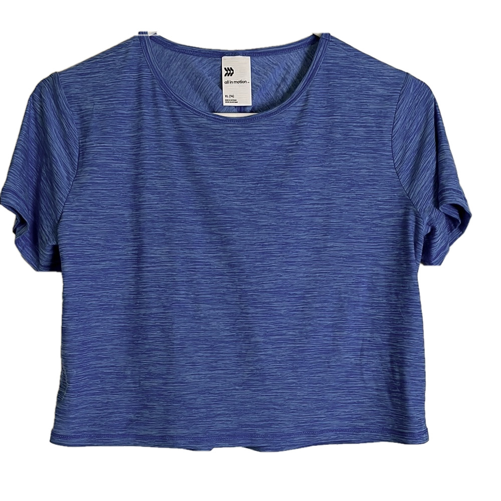 ALL IN MOTION Studio Crop Fitted Silhouette Crew Neck Tee, Girls XL, Blue
